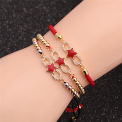 nihaojewelry fashion red string bead chain star adjustable copper bracelet wholesale
