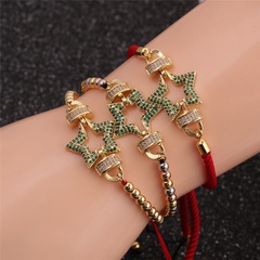 wholesale jewelry copper-plated real gold green zirconium star bracelet Nihaojewelry
