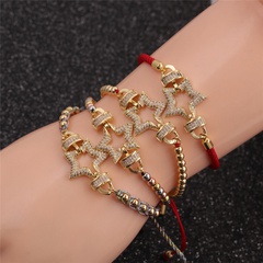 wholesale fashion hollow star copper micro-inlaid red zircon bracelet nihaojewelry