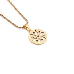 wholesale fashion twist chain hollow flower pendant stainless steel necklace nihaojewelry