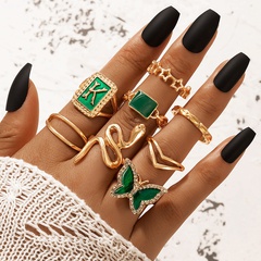 Nihaojewelry wholesale jewelry new geometric butterfly alloy letter ring set