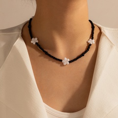 Nihaojewelry Großhandel Schmuck einfache schwarze Perlen weiße Blume Halskette