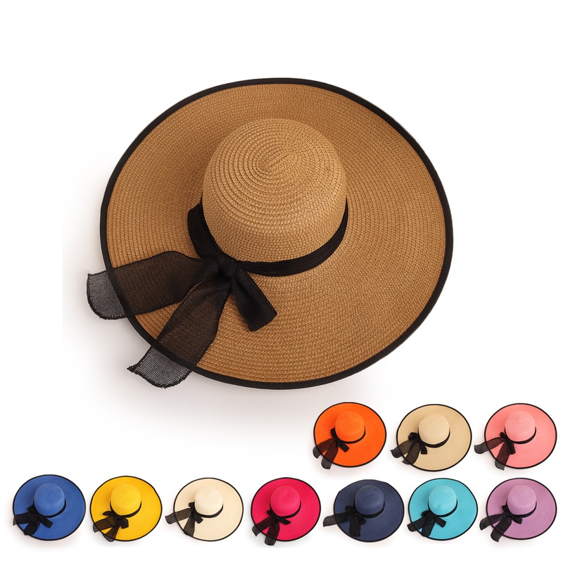wholesale fashion bows big eaves sunshade straw hat
