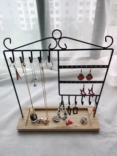 Nihaojewelry wooden base earring necklace display stand wholesale accessories
