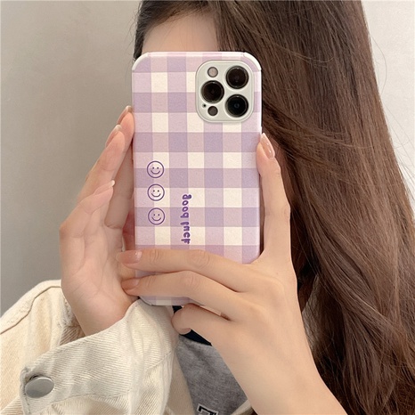 wholesale accessories purple plaid smiley mobile phone case Nihaojewelry's discount tags