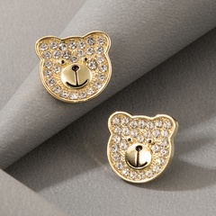 Nihaojewelry wholesale jewelry Korean new gold rhinestone bear earrings