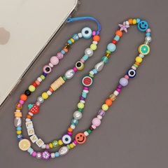 Nihaojewelry wholesale accessories letter acrylic mixed beads soft ceramic fruit mobile phone chain