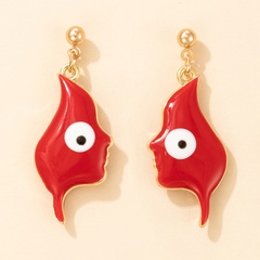 Nihaojewelry wholesale jewelry Korean oil drip red portrait alloy earrings