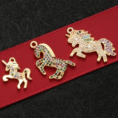 Wholesale Colored Diamond Micro-inlaid Unicorn Pegasus Pendant Nihaojewelry