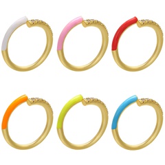 wholesale multi-color rainbow micro-inlaid zircon copper ring Nihaojewelry