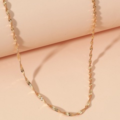 Short Clavicle Chain Water Wave Chain Korean Style Internet Celebrity Imitation Rose Gold Necklace Cross-Border E-Commerce Supply One Piece Dropshipping
