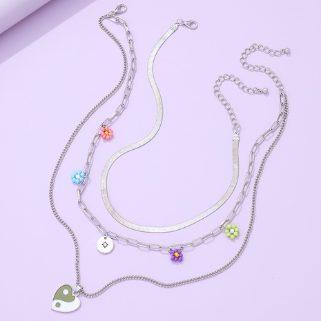 nouveau rétro multicouche perles miyuki fleur en forme de coeur Tai Chi collier en gros nihaojewelry's discount tags