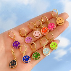 Europe and America Cross Border New Personalized Creative Smiley Face Earrings Fashion Hollowed-out Double-Sided Multicolor Smiley Face Ear Clip Accessories Jewelry