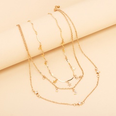 fashion solid color multilayer star moon necklace wholesale nihaojewelry
