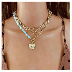 Wholesale Jewelry Alloy Heart-shaped Pendant Multi-layer Necklace Nihaojewelry