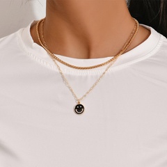 Simple Drop Oil Smile Pendant Multilayer Necklace Wholesale Nihaojewelry