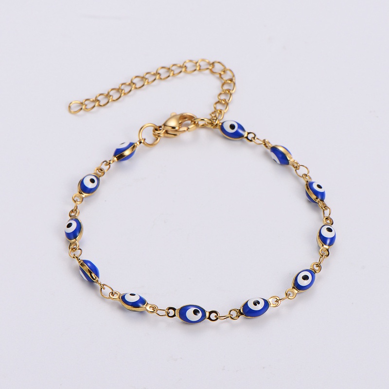 wholesale jewelry ethnic style color evil eye titanium steel bracelet nihaojewelry