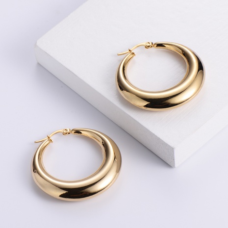 Wholesale Jewelry Titanium Steel Polished Round Hollow Earrings Nihaojewelry NHON401230's discount tags