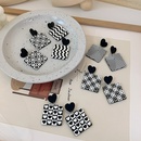 retro black white checkerboard heart square acrylic earrings wholesale nihaojewelrypicture14