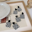 retro black white checkerboard heart square acrylic earrings wholesale nihaojewelrypicture15