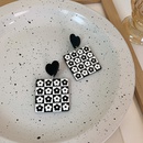 retro black white checkerboard heart square acrylic earrings wholesale nihaojewelrypicture16