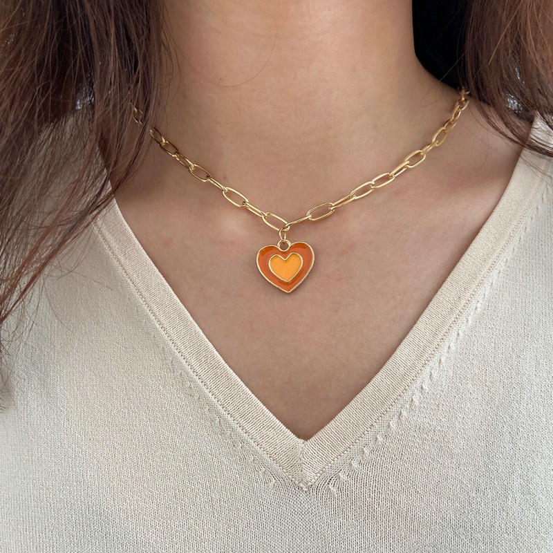 wholesale fashion doublelayer heartshaped necklace Nihaojewelry