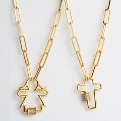 korean fashion hollow cross inlaid zircon copper necklace wholesale nihaojewelry