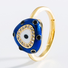 fashion oil dripping devil's eye opening copper micro-inlaid ring wholesale nihaojewelry