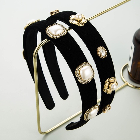 wholesale Serre-tête large en perles baroques cloutées de diamants Nihaojewelry's discount tags