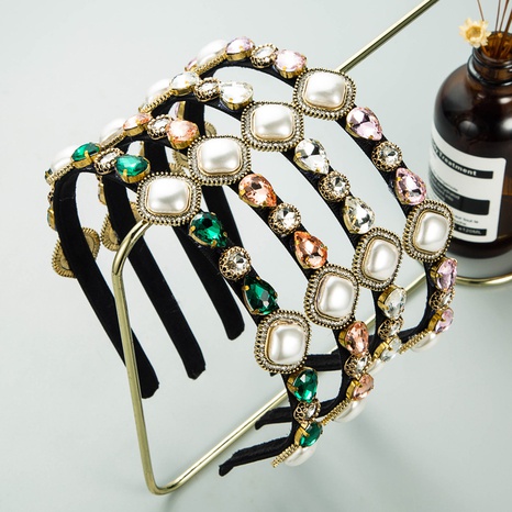Vente en gros serre-tête géométrique en forme de goutte d'eau avec perles en strass Nihaojewelry's discount tags