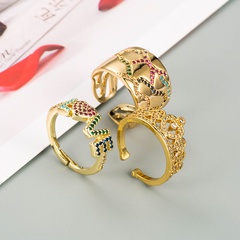 vintage creative inlaid color zircon LOVE letter copper ring wholesale nihaojewelry