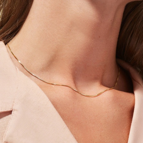 Collier en acier inoxydable de petites perles carrées simples 18K en gros nihaojewelry's discount tags