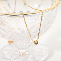 18K Simple Mini Round Zircon Stainless Steel Necklace Wholesale Nihaojewelry