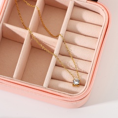 18K simple retro mini zircon stainless steel necklace wholesale nihaojewelry