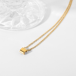 18K simple retro mini zircon stainless steel necklace wholesale nihaojewelrypicture10