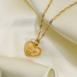 18K Simple Cupid Romantic Angel Heart Stainless Steel Necklace Wholesale Nihaojewelrypicture11