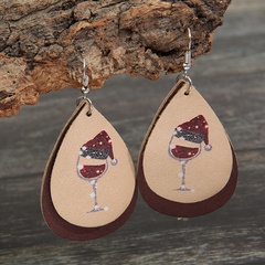 wholesale Boucles d'oreilles en cuir de vin rouge série Noël Nihaojewelry