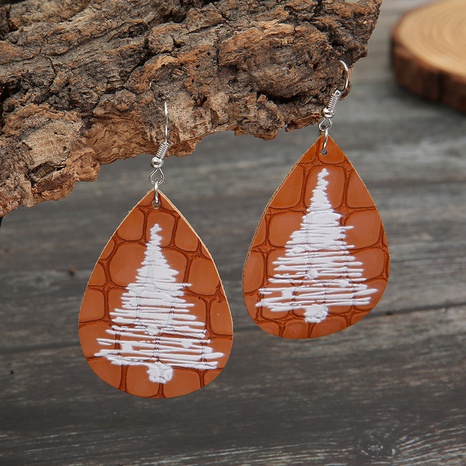 wholesale Christmas tree letter pu double-sided printing earrings Nihaojewelry's discount tags