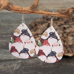 wholesale Christmas Santa Claus pattern pu earrings Nihaojewelry