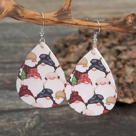 wholesale Christmas Santa Claus pattern pu earrings Nihaojewelry's discount tags