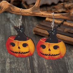 wholesale Halloween cat pumpkin wooden earrings Nihaojewelry