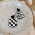 retro black white checkerboard heart square acrylic earrings wholesale nihaojewelrypicture17