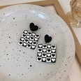 retro black white checkerboard heart square acrylic earrings wholesale nihaojewelrypicture18