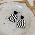 retro black white checkerboard heart square acrylic earrings wholesale nihaojewelrypicture20