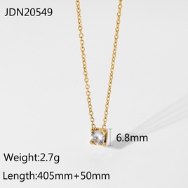 18K simple retro mini zircon stainless steel necklace wholesale nihaojewelrypicture13