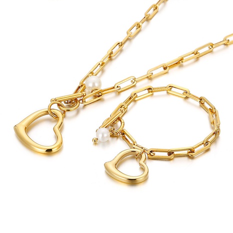 mode chaîne carrée en forme de coeur perle OT boucle costume en acier inoxydable en gros nihaojewelry's discount tags
