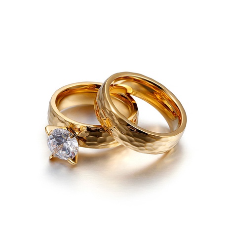 Mode Titan Stahl Schmuck Persönlichkeit einfache Paar Ring Titan Stahl Galvani sierte 18 Karat Gold Ring Valentinstag Geschenk's discount tags