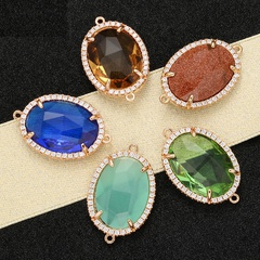 DIY16mm*27mm oval diamond shape glass copper pendant wholesale Nihaojewelry