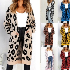 fashion leopard print knitted jacket cardigan wholesale Nihaojewelry