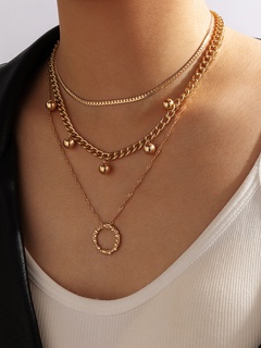 nouveau collier pendentif géométrique boule hip-hop à trois couches en gros Nihaojewelry